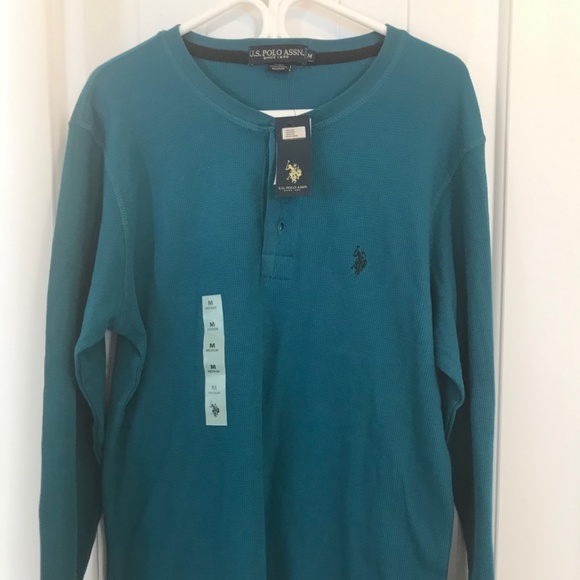 U.S. Polo Ass Blue Long-Sleeve Thermal Henley - Picture 2 of 2